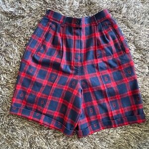 Pendleton Red and Blue Wool Plaid Shorts
